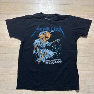 Vintage Metallica Black Tee Pushead "Their Money Tips Her Scales Again" Medium